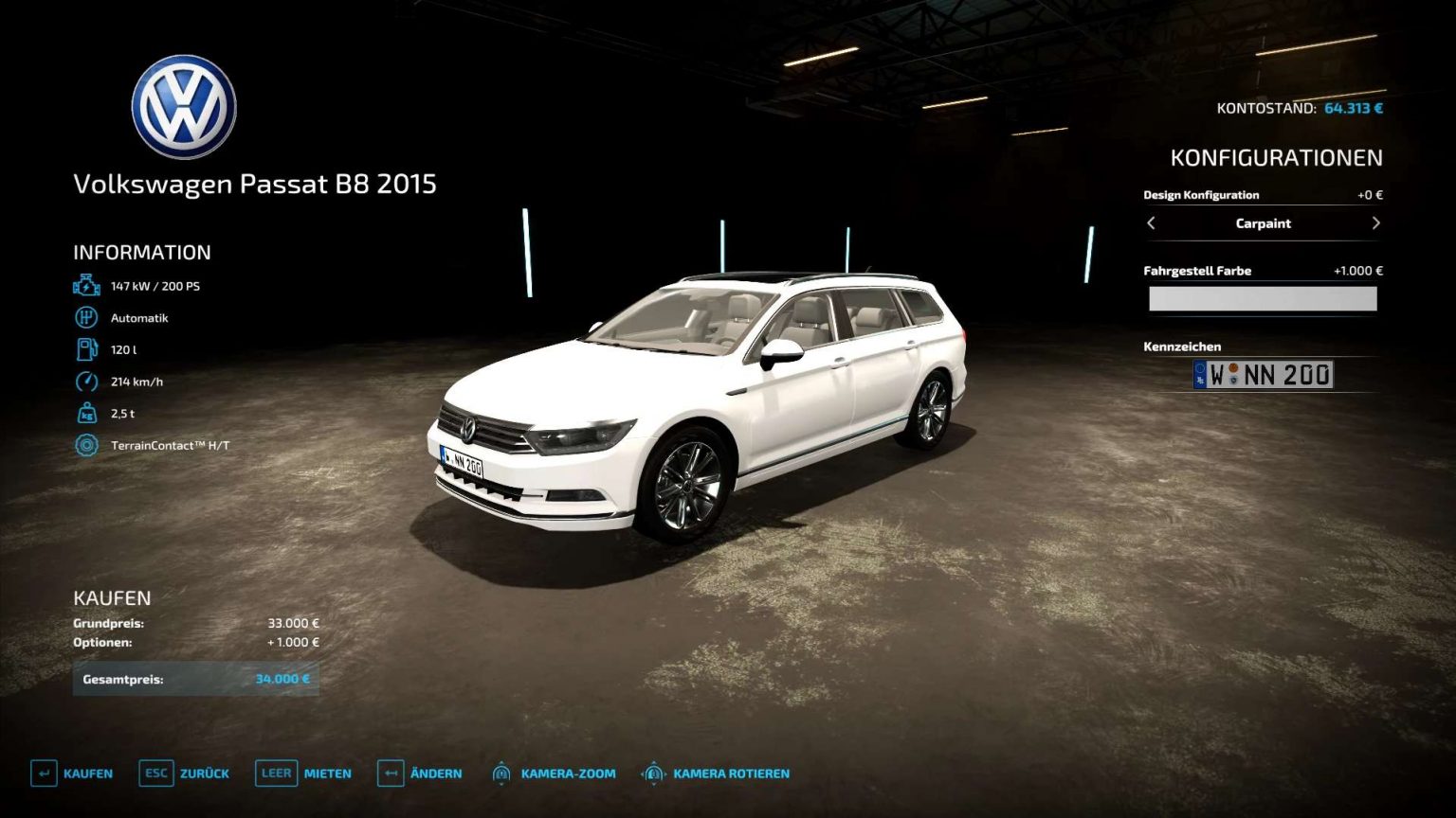 FS22 Volkswagen Passat B8 2015 V1.1.0.0 - FS22 Mod / F19 Mod